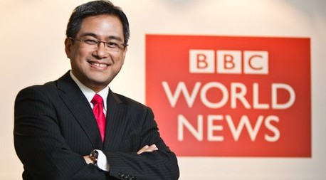Rico Hizon in the studio of BBC News. news, anchor, career, professional
